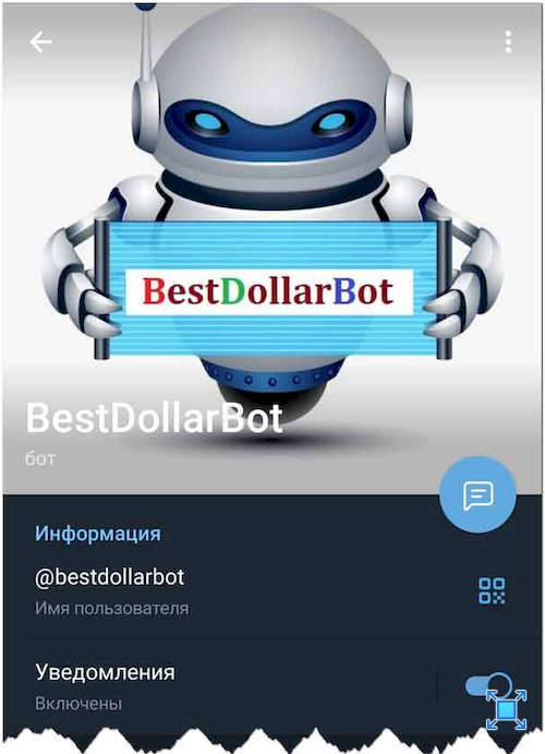 Страница BestDollarBot в Телеграм мессенджере