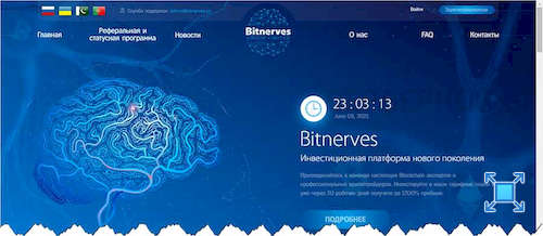 Главная страница инвестиционной платформы «Bitnerves»