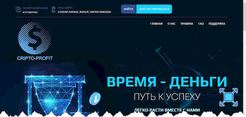 Главная страница инвестиционного сервиса «Cripto-profit»