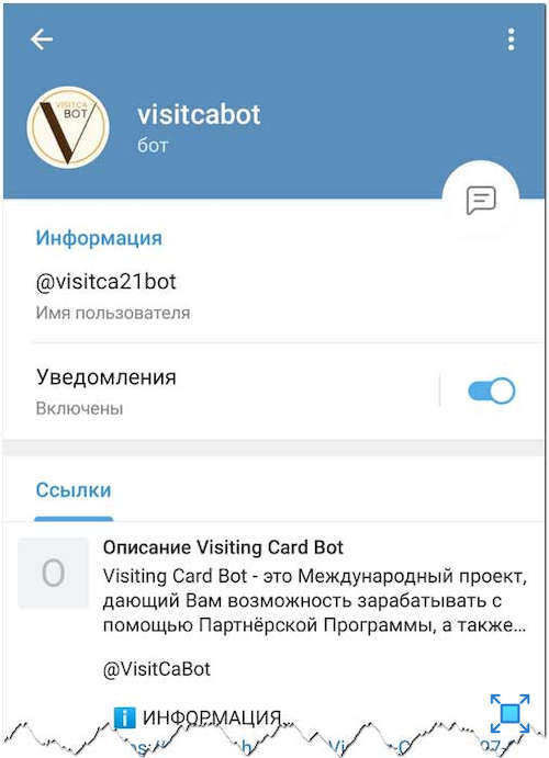 Бот VISITCA BOT в Телеграм