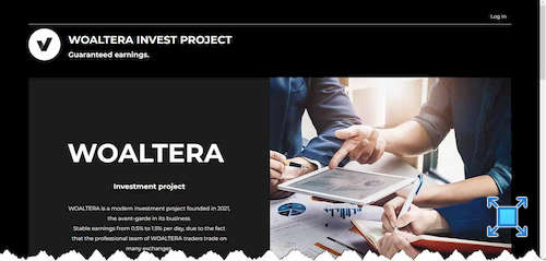 Главная страница сайта инвестиционного сервиса «Woaltera Invest Project»